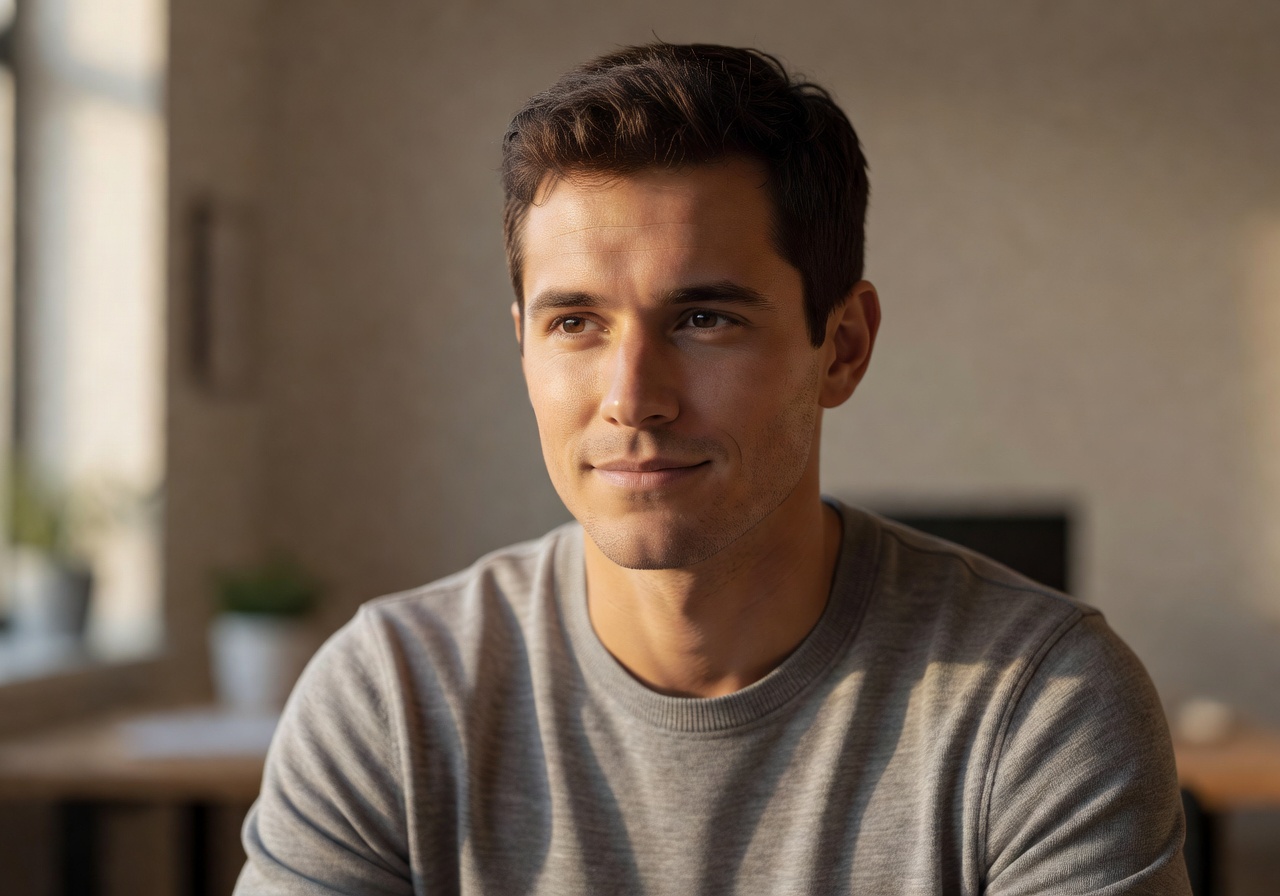 Portrait of team member Jonah with soft morning light